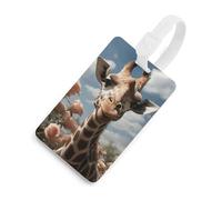 Bella giraffa etichette per bagagli porta carte per bagagli per valigie con scudo per la privacy borsa da viaggio targhetta identificativa per uomini e donne zaino borsa, stile bianco, taglia unica