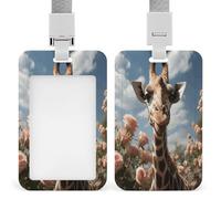 Bella giraffa porta badge trasparente con cordino staccabile custodia verticale in plastica rigida protegge carte d'identità di lavoro carte di credito per ufficio fabbrica