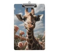 Bella giraffa portablocco acrilico carino moda portablocco decorativo, 31,8 x 21,6 cm, formato A4, clip in acrilico per classe, insegnanti, forniture per ufficio