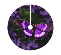 Bella gonna per albero di Natale rustica con stampa a farfalla viola, perfetta per la decorazione della fattoria, decorazione per la gonna dell'albero di Natale