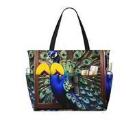 Bella immagine di pavone Stampa Beach Travel Bag Smart Pocket Tote Estate Vacanza Escursionismo Campeggio Attività all'aperto