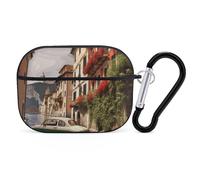 Bella Italia Custodia per AirPods Pro 2, antiurto, custodia protettiva rigida per donne uomini, compatibile con AirPod Pro custodia 2a/1a generazione con portachiavi - nero