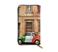 Bella Italia Pelle Lungo Pochette Portafoglio Stampato In Pelle Moneybag Moda Borse Lungo Bifold In Pelle Pocketbook, Nero , Taglia unica