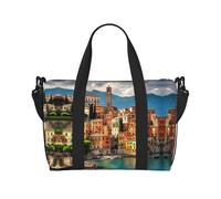 Bella Italia Stampa Viaggio Duffel Bags Weekender per le donne,Leggero Carry On Bag,Personal Item Bag, Nero , Taglia unica