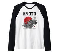 Bella Kyoto Giappone Koi Pesce Rising Sun Vintage Wave Art Maglia con Maniche Raglan