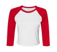 Bella Ladies Micro Rib 3/4 Raglan Baby Tee XS-XXL Bella+Canvas