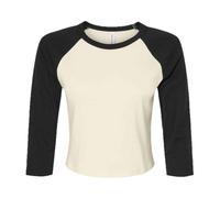 Bella Ladies Micro Rib 3/4 Raglan Baby Tee XS-XXL Bella+Canvas