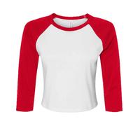 Bella Ladies Micro Rib 3/4 Raglan Baby Tee XS-XXL Bella+Canvas
