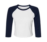 Bella Ladies Micro Rib 3/4 Raglan Baby Tee XS-XXL Bella+Canvas