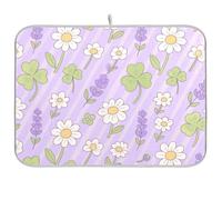 Bella Lavanda Fiore Viola Striscia Cucina Contatore Accessori Piatto Stuoia di essiccazione grande Tappetino di asciugatura 18 x 24
