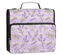 Bella Lavanda Oliva Viola Striscia 3 Anelli Organizzatore Raccoglitore con Maniglia Laege Capacità Documenti File Sacchetto di Immagazzinaggio per Scuola Media Encuadernador de cartera
