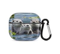 Bella lontra di mare Bluetooth custodia per auricolari custodia protettiva antiurto custodia rigida supporto ricarica wireless con portachiavi regalo personalizzato per AirPods 3