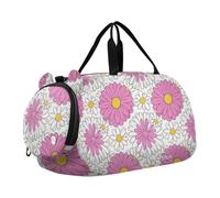 Bella margherita floreale pesca bianca piccola borsa da palestra con scomparto per scarpe grande capacità bambini borsone da notte per pratica scolastica, sport, viaggi