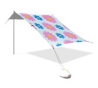 Bella margherita floreale pesca blu progettato UPF50+ protezione pieghevole Beach Cabana impermeabile grande parasole con pala di sabbia, sacchi di sabbia per viaggi in famiglia para la Playa