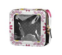 Bella margherita floreale pesca rosso bianco mini trasparente trucco borsa da viaggio borsa da viaggio organizer per cosmetici da viaggio