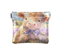 Bella Marrone Scottish Highland Bestiame con Lavanda Moda PU Leather Change Purse Carino Portamonete per le Donne mini monederos para monedas