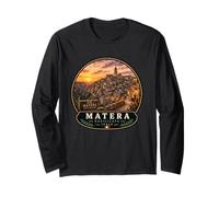 Bella Matera Tramonto Storico Città Paesaggio Maglia a Manica