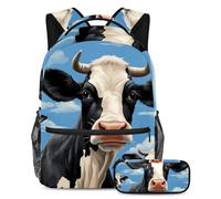Bella mucca eleva il tuo gioco di ritorno a scuola con il nostro set di 2 zaini per bambini, perfetto per ragazzi ragazze adolescenti, Multicolore#03, B：29.4x20x40cm P：19x7.5x3.8cm, Zaini Daypack