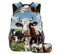 Bella mucca fai una dichiarazione con questo set di 2 zaini alla moda per ragazzi ragazze adolescenti, Multicolore#06, B:29.4x20x40cm P:19x7.5x3.8cm, Zaini Daypack