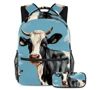 Bella mucca fai una dichiarazione con questo set di 2 zaini alla moda per ragazzi ragazze adolescenti, Multicolore#07, B:29.4x20x40cm P:19x7.5x3.8cm, Zaini Daypack