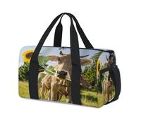 Bella Mucca Fiore Sport Duffel Borse per Bambini Ragazze Ragazzi Donne Uomini Marrone Mucca Pernottamento Weekender Borsa Da Viaggio Tote Carry Palestra Casual Duffel Borse