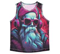 Bella Musica Natalizia Santa Canotte Senza Maniche da Uomo,Magliette Sportive e Attive Top per Ragazzi Giovani