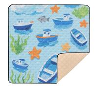 Bella nave blu grande tappetino antiscivolo per il bambino a giocare sul pavimento per interni ed esterni portatile pieghevole attività palestra tappetino per bambini bambini neonati, 127 x 127 cm