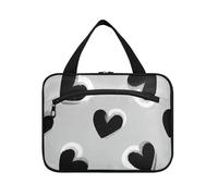 Bella Nero Cuore Appeso Borse per Viaggiare Donne con Gancio, Designer Pieghevole Snack Bag per Le Donne Kit di Lavoro de viaje para Mujer, Bel cuore nero, M, casual