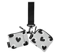 Bella Nero Cuore Donne Cassa di Carta di Credito Portamonete Carino Moda Portachiavi Portafoglio Cambiare Borsa con Tasca Con Cerniera per Lavoro Viaggi 2 Pz de credito para Hombre