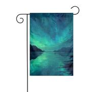 Bella Notti Cielo Stelle Verde Aurora Boreale Mare Giardino Bandiera 30x45cm Verticale Double Sided Casale Vacanze Decorazioni Esterne Bandiera Cortile