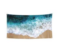 Bella Ocean Waves Stampa Outdoor Indoor Banner, Holiday segno decorativo con 4 occhielli in metallo, creatore di atmosfera festiva