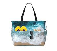 Bella oceano onde stampa spiaggia borsa da viaggio intelligente tasca tote estate vacanza escursionismo campeggio attività all'aperto