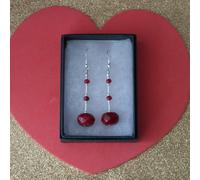 Bella Orecchini Con Sfaccettato Indiano Rubino 6.5 Gr. 4.5 Cm. Lungo + Ami IN