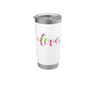 Bella parola d'amore in rosa e verde Bicchiere termico in acciaio inox doppia parete