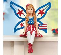 Bella Patriottico Fairy Sitter 4th Di Luglio Giardino Statua