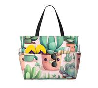 Bella pianta grassa multifunzionale spiaggia borsa da viaggio multi tasca design alla moda adatto per vari luoghi all'aperto