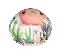 Bella pianta grassa riutilizzabile doppio strato impermeabile cuffia da doccia con cavo elastico per la pulizia della casa cura del viso doccia