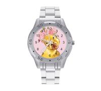 Bella piccola anatra gialla orologi da uomo in acciaio inox cinturino analogico al quarzo orologio da polso business, Stile:, regular, Bracciale