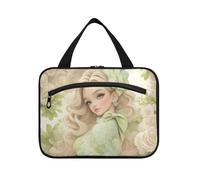 Bella principessa bionda rosa bianca da appendere beauty case da viaggio con gancio, trousse pieghevole di design per accessori da donna hotel estuche coppia guardar maquillaje L