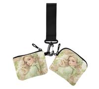 Bella principessa bionda rosa bianca doppio portamonete porta carte di credito portafoglio minimalista porta biglietti da visita con cerniera tasca portamonete per signora 2 confezioni, Bella Bionda