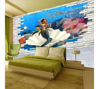 Bella principessa sirena 3D Tenda Bloccare Foto Stampa Tendaggio Drappo Tessuto