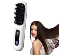 Bella Pro Brush, Bella Pro Blow Out Brush, Bellabrush Pro Hair Brush, Portable Cordless Hair Straightener With Heated Hair Comb, Hair Straightener Brush For Thick Hair (White)