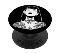 Bella ragazza tatuata Blackwork Minimal Tattoo Flash PopSockets PopGrip Intercambiabile