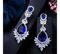 Bella regina Fancy Red Cubic Zirconia Long Bridal Wedding Big Drop Orecchini Brides Jewelry