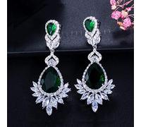 Bella regina Fancy Red Cubic Zirconia Long Bridal Wedding Big Drop Orecchini Brides Jewelry