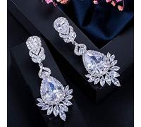 Bella regina Fancy Red Cubic Zirconia Long Bridal Wedding Big Drop Orecchini Brides Jewelry