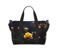 Bella rosa gialla borsa da viaggio da donna, borsa a tracolla casual con cerniera, adatta per lavoro, viaggi, fitness, viaggi
