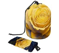 Bella rosa gialla Galaxy Travel Cosmetic Bags Makeup Bag per le donne, pieghevole con coulisse borse cosmetiche da viaggio, borsa portatile da toilette, Bella Galassia Rosa Gialla,