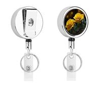 Bella rosa gialla porta badge retrattile con portachiavi porta badge divertente per insegnante, infermiera, dottore, lavoratore, regalo, targhetta identificativa, clip decorative in metallo