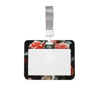 Bella rosa regalo porta badge impermeabile ID portachiavi porta carte di identità con finestra trasparente per ID per donne uomini ufficio personale insegnante infermiera